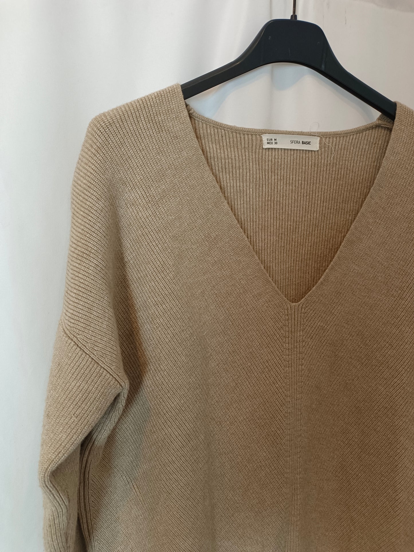 SFERA. Jersey beige canalé T.m