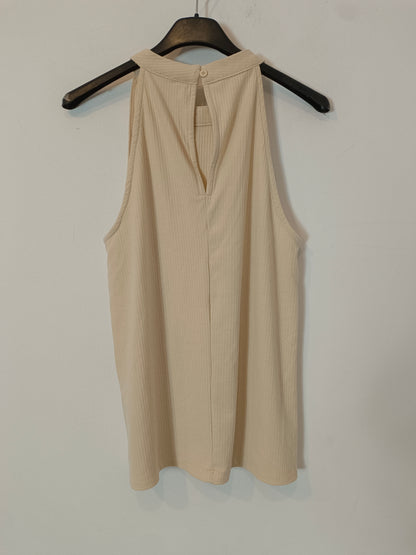 OBJECT. Top beige canalé T.s