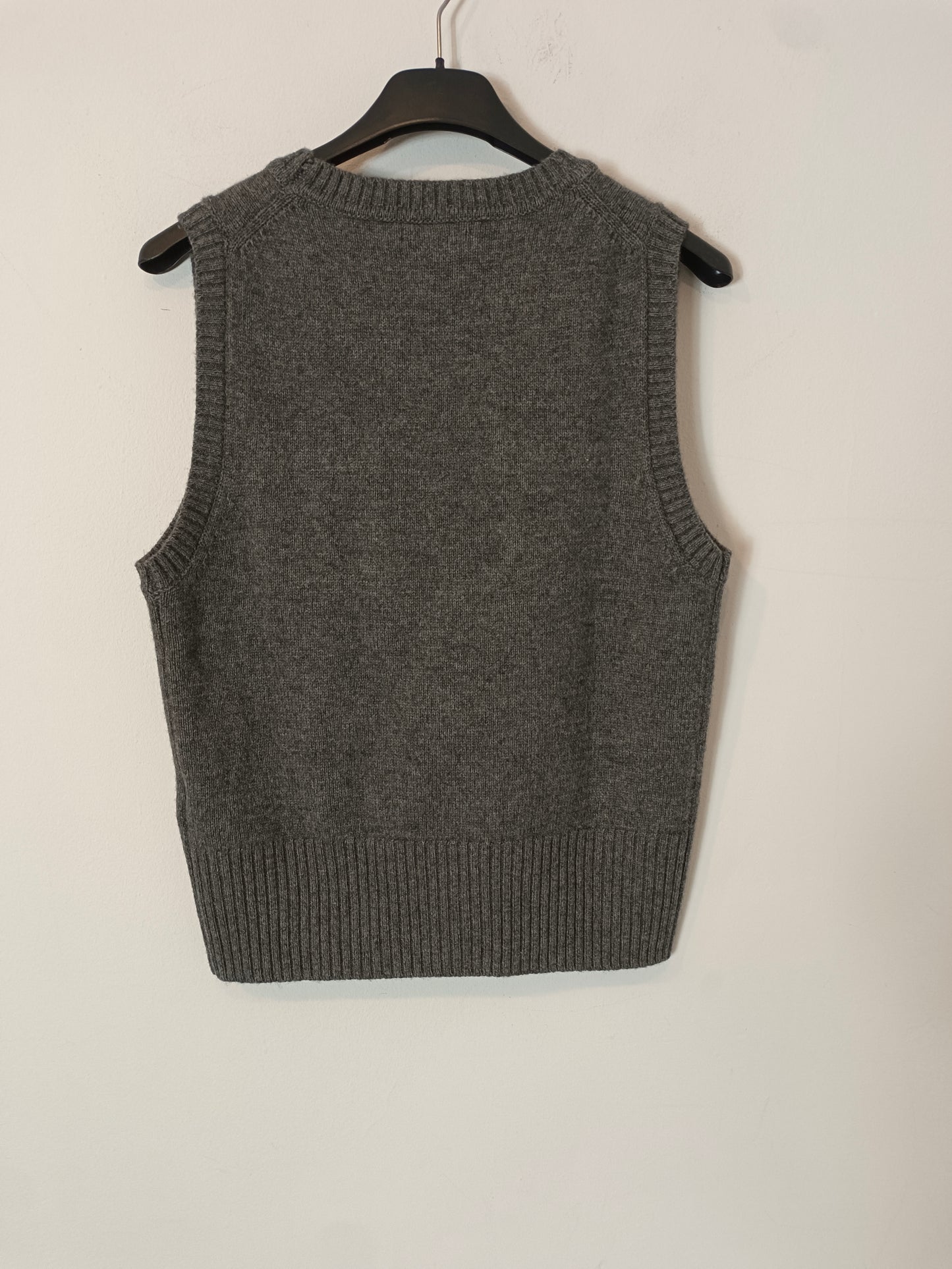 MASSIMO DUTTI. jersey/top gris con lana T.xs