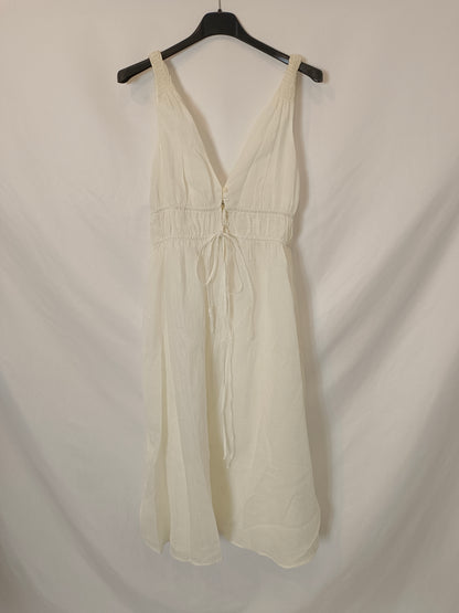 ZARA. Vestido blanco textura rayas T.xs