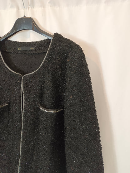 SFERA. Chaqueta negra tweed T.m