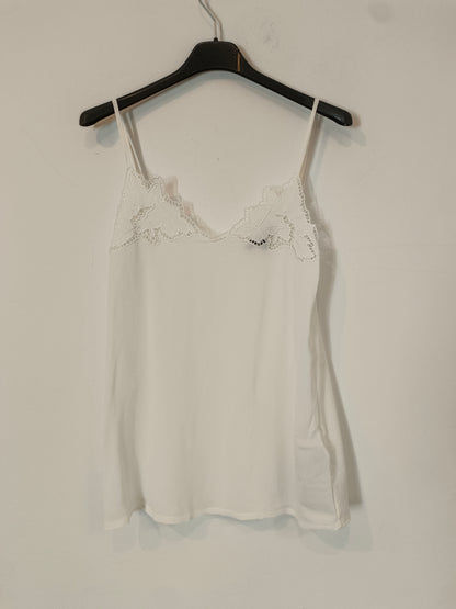 MASSIMO DUTTI. Top lencero blanco  T.xs