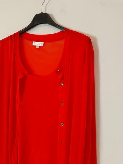 LOLA CASADEMUNT. Conjunto top y chaqueta rejilla rojo  T.l