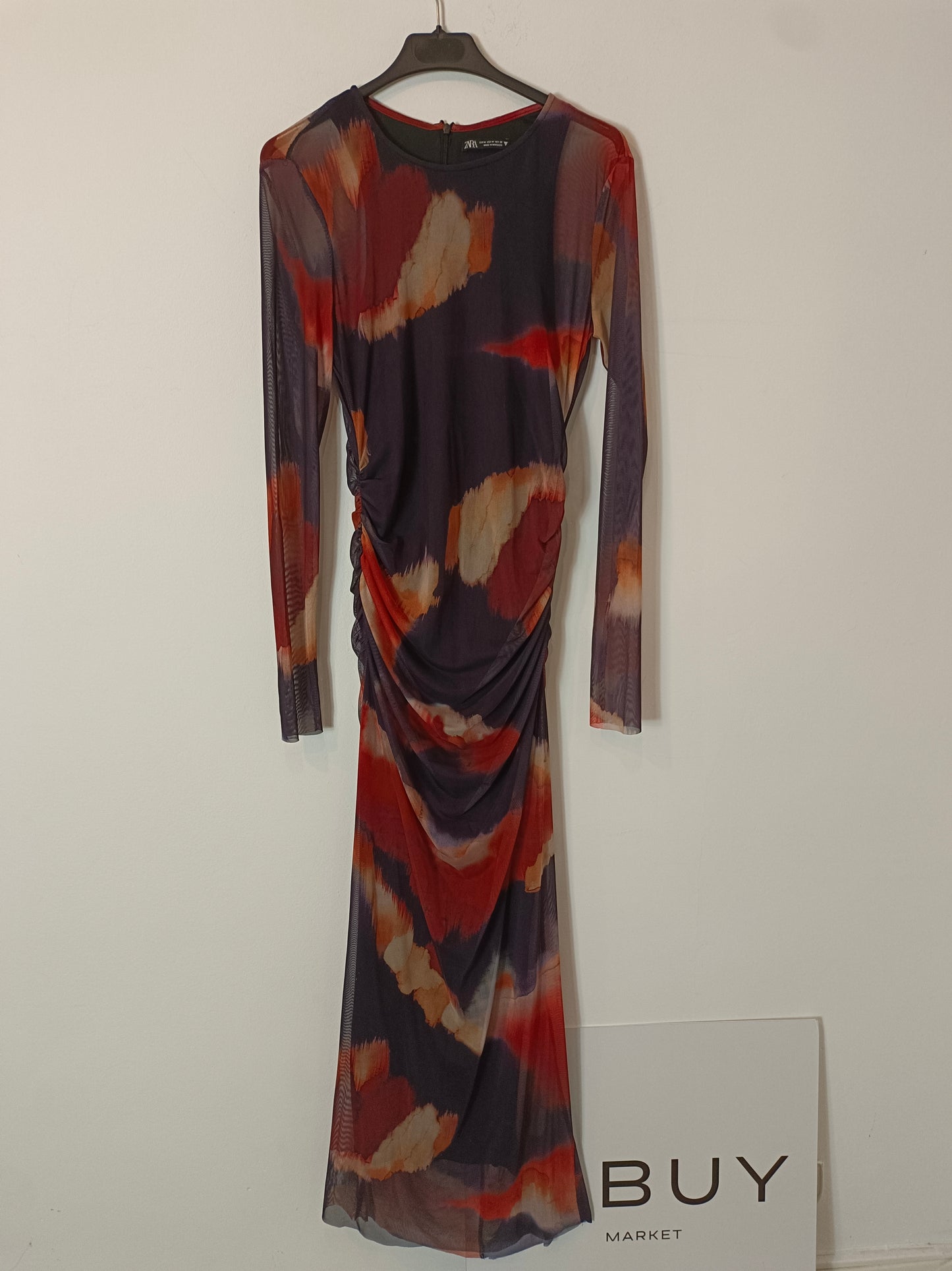 ZARA. Vestido largo rejilla tie dye T.m