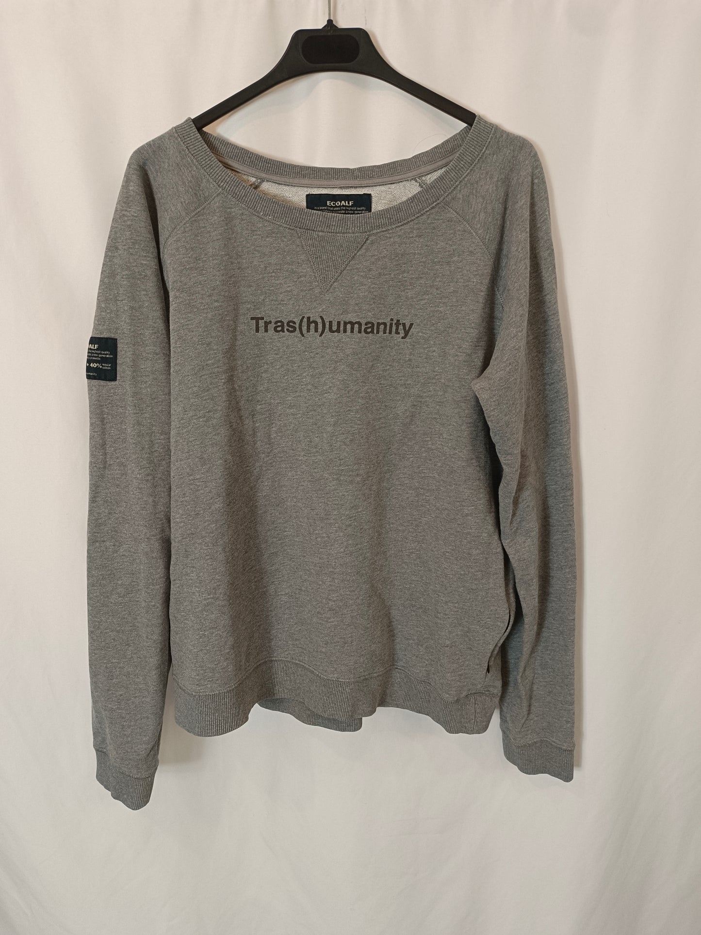 ECOALF. Sudadera gris letras T.l