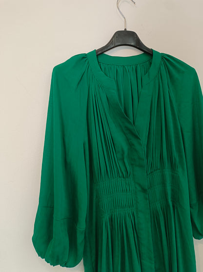 OTRAS. Vestido midi verde fluido TU(S)