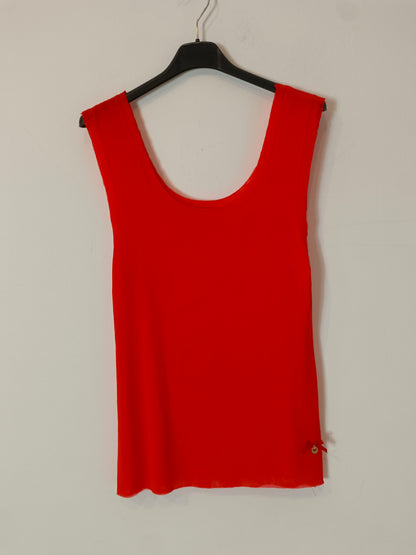 LOLA CASADEMUNT. Conjunto top y chaqueta rejilla rojo  T.l