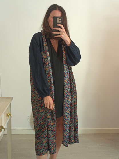 SLOWLOVE. Kimono azul flores TU(S)