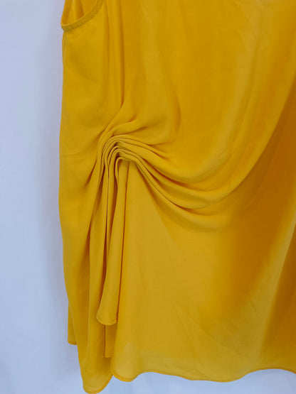 ZARA. Top amarillo detalle fruncido T.xs