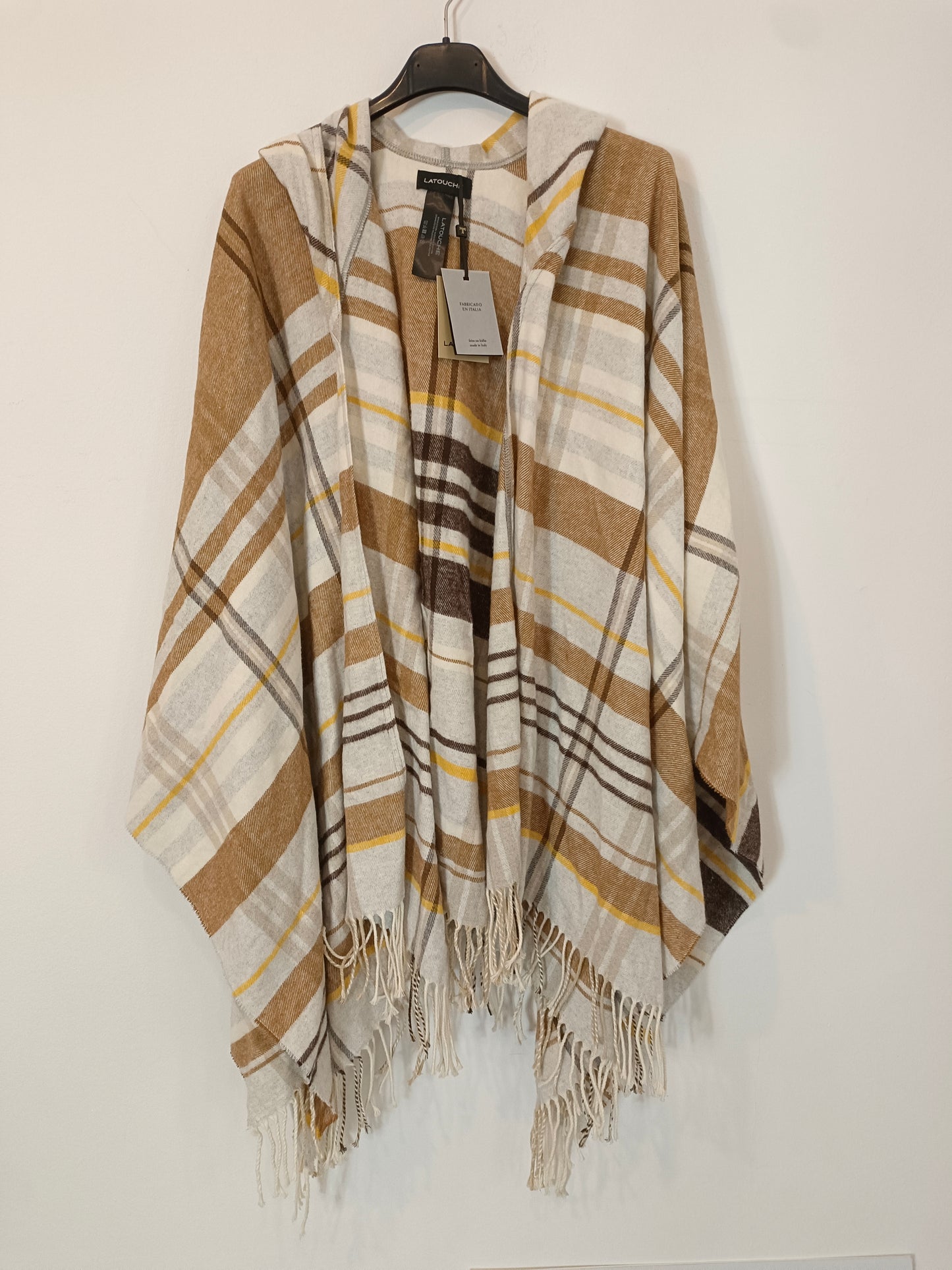 LATOUCHE. Poncho algodón cuadros T.u(m/l)