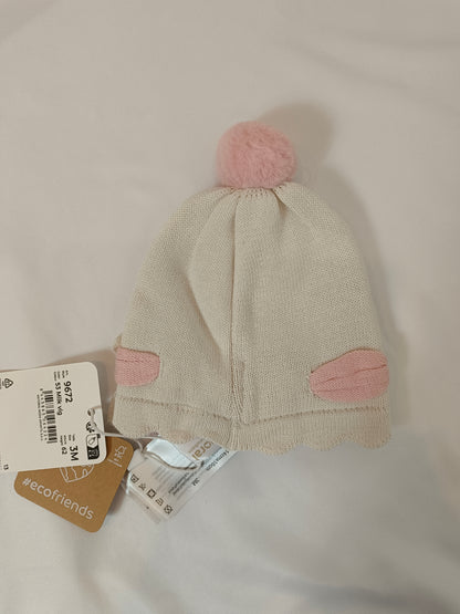 MAYORAL. Gorro punto beige y rosa T.3 meses