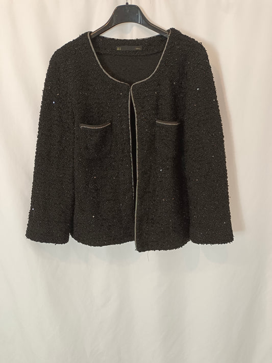 SFERA. Chaqueta negra tweed T.m