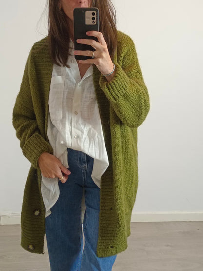 ZARA. Cárdigan verde oversized T.s