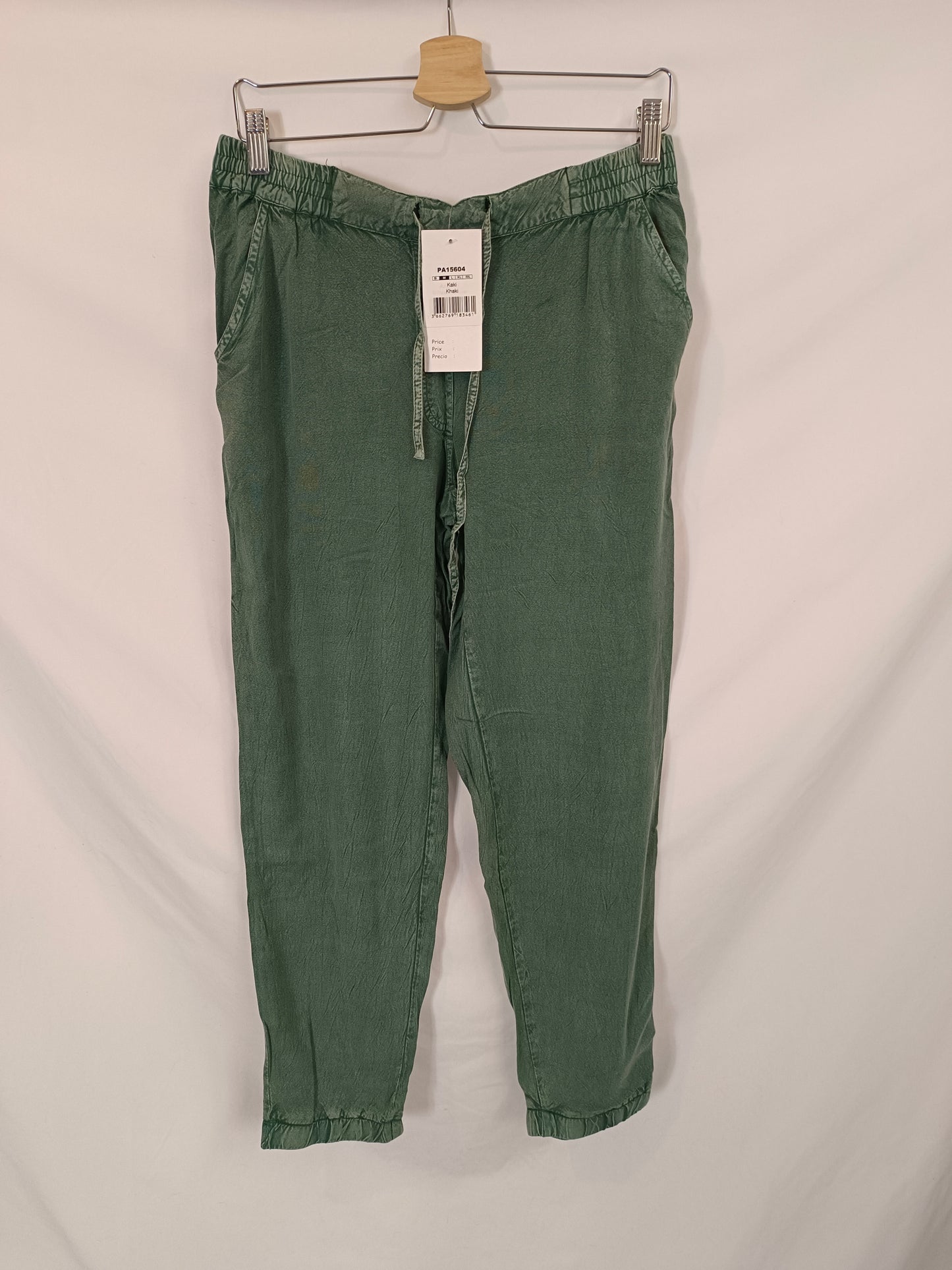 COLINE. Pantalón fluido verde T.m