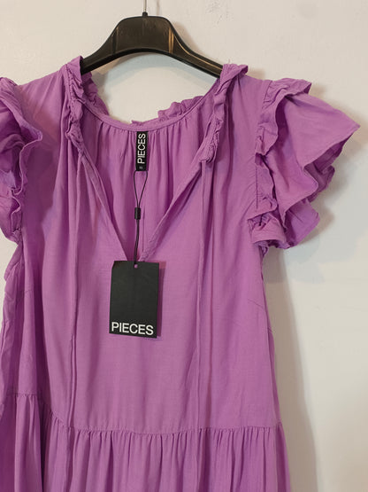 PIECES. Vestido morado fluido  T.xs