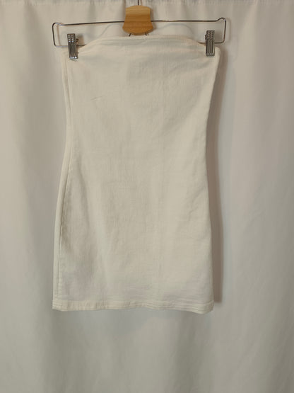 ZARA. Vestido palabra de honor blanco  T.xs