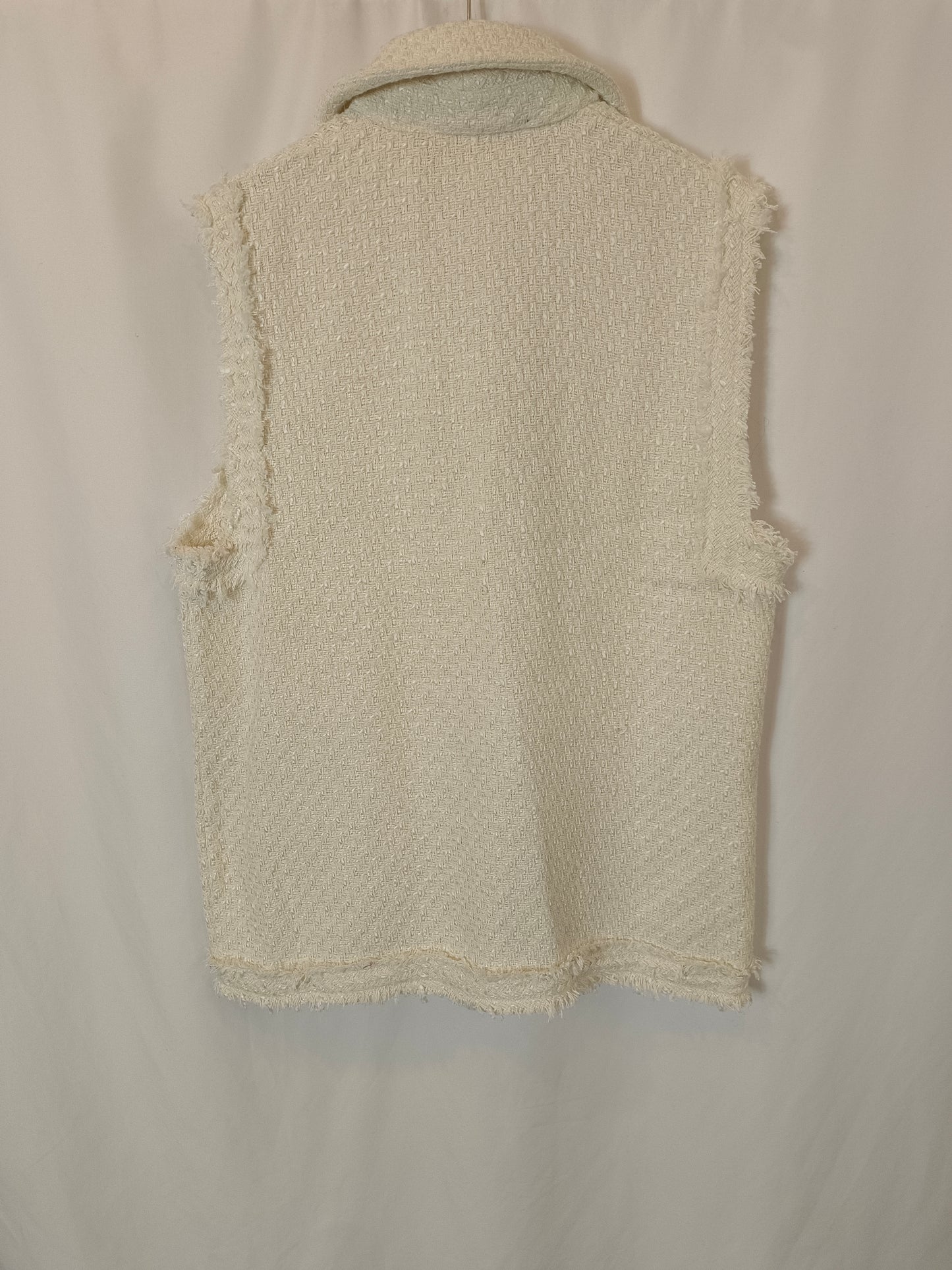 ZARA. Chaleco blanco tweed T.s