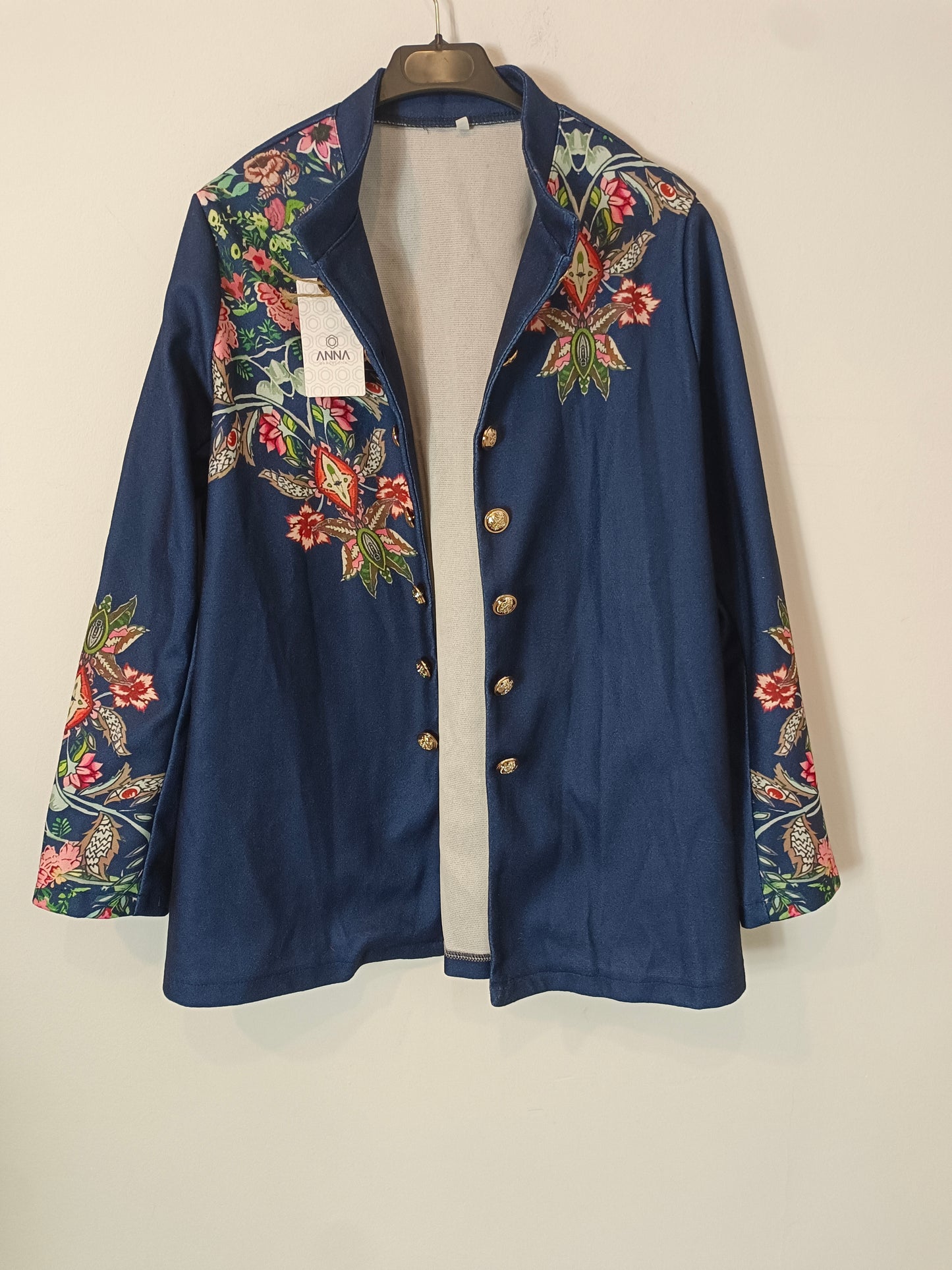 ANNA. Chaqueta azul flores T.xl