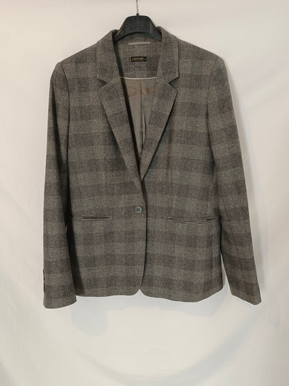 MASSIMO DUTTI. Blazer gris cuadros T.38