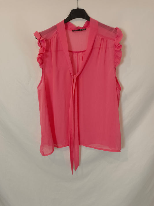 PRIMARK. Blusa rosa semitransparente T.46