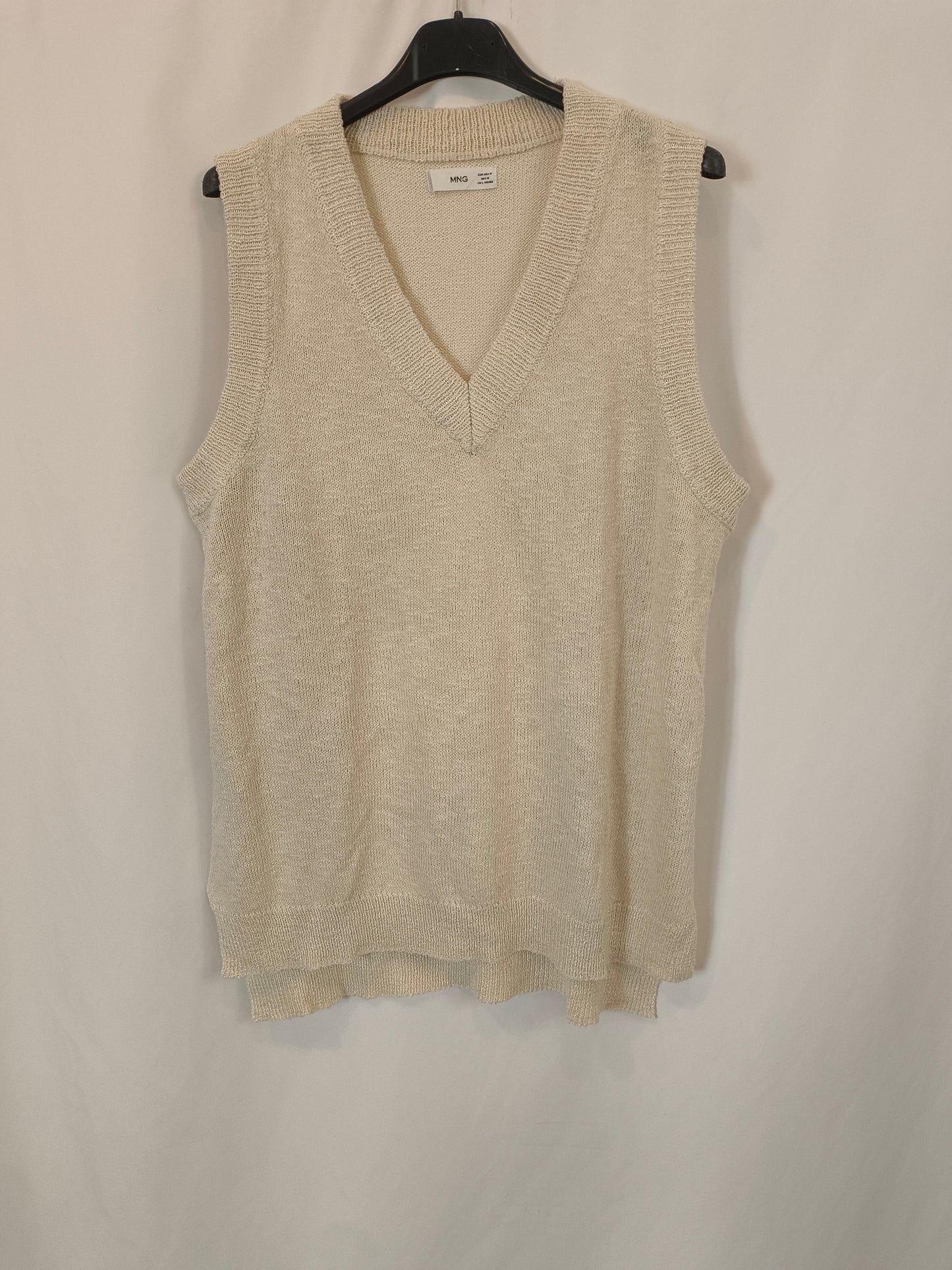 MANGO. Chaleco beige punto T.m