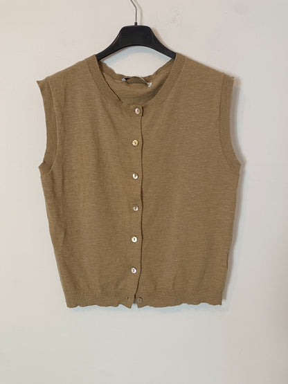 ZARA. Top/chaleco beige abotonado T.m