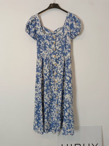 SPRINGFIELD. Vestido largo azul flores T.36