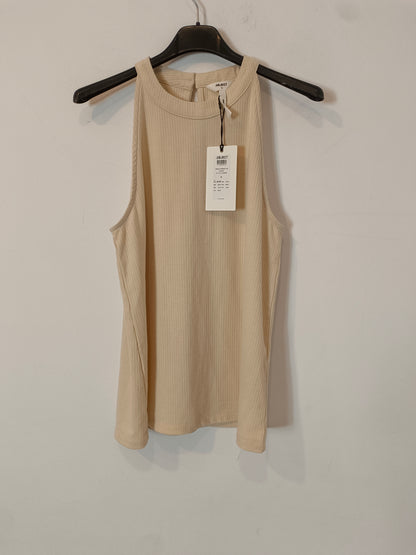 OBJECT. Top beige canalé T.s