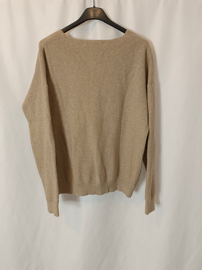 SFERA. Jersey beige canalé T.m