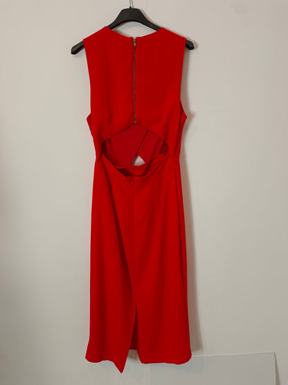 ASOS. Vestido midi rojo abertura T.38