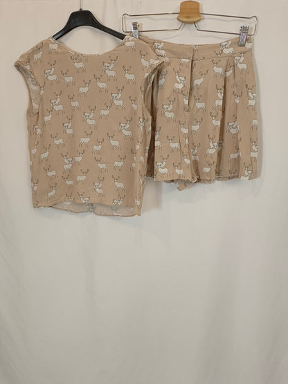 ZARA. Total look color nude estampado T.xs