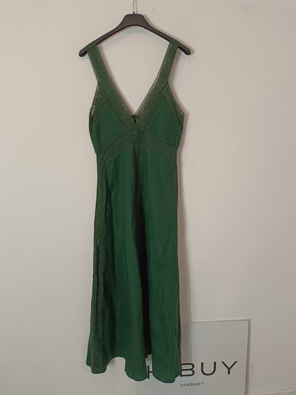 ZARA. Vestido midi verde detalles T.s