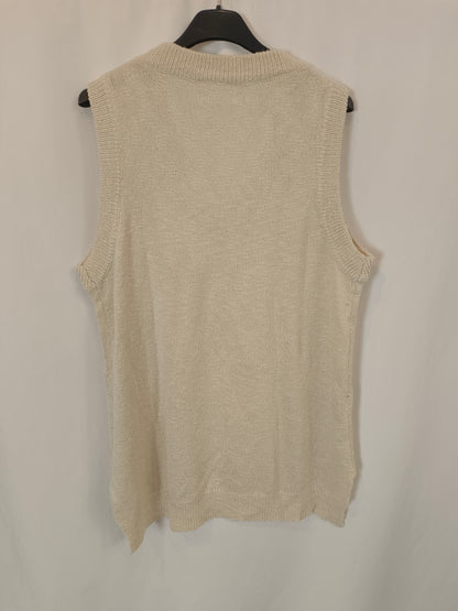 MANGO. Chaleco beige punto T.m