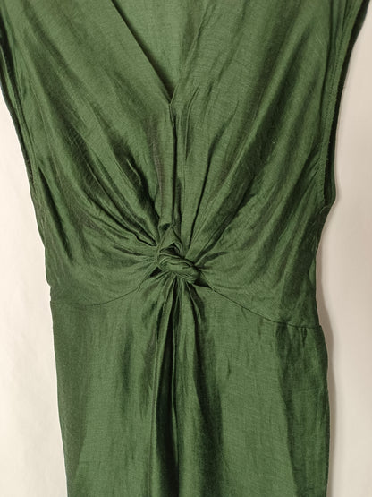 ZARA. Vestido midi verde nudo  T.l