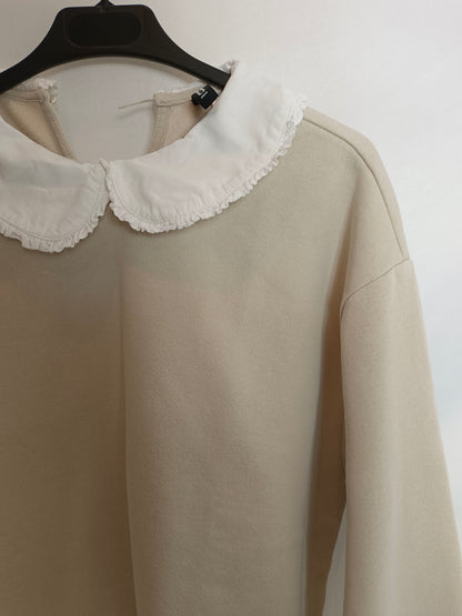 H&M. sudadera beige cuello T.xs