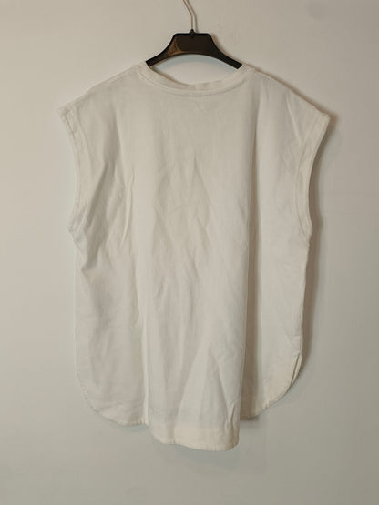 H&M. Camiseta blanca textura T.l