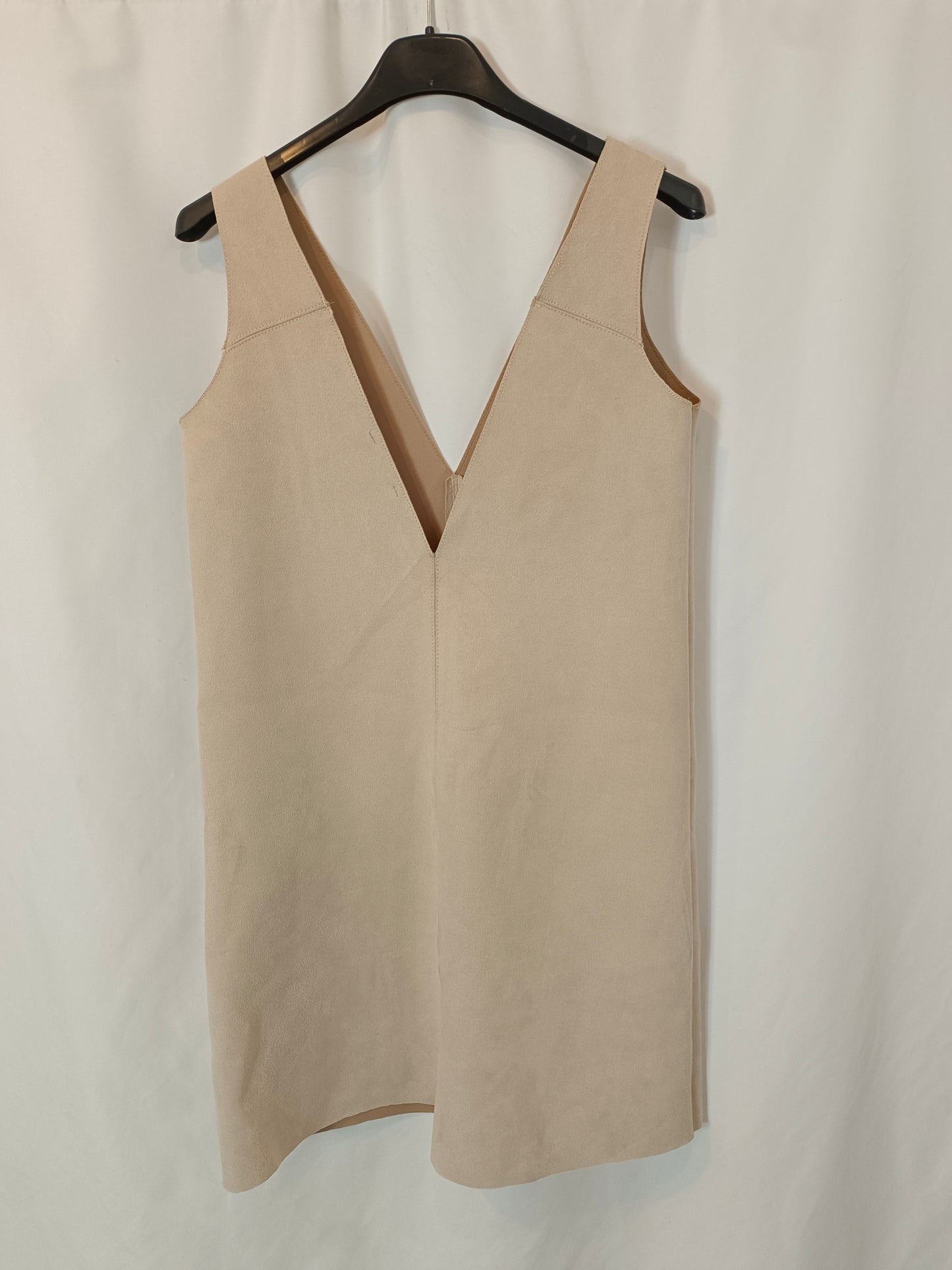 ZARA. vestido beige antelina T.s