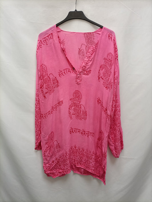 OTRAS. Vestido hippie rosa T.u (s)