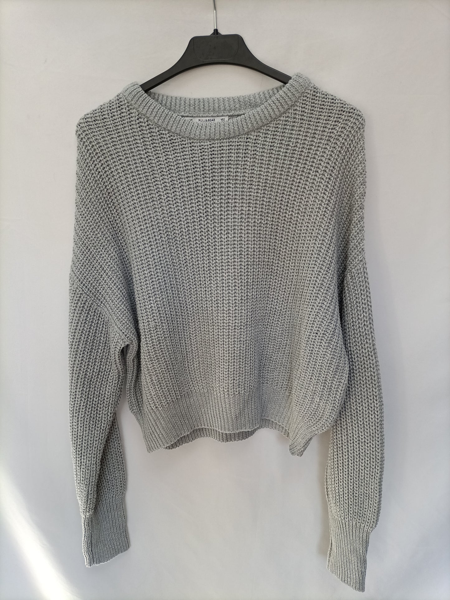 PULL&BEAR. Jersey gris punto T.m