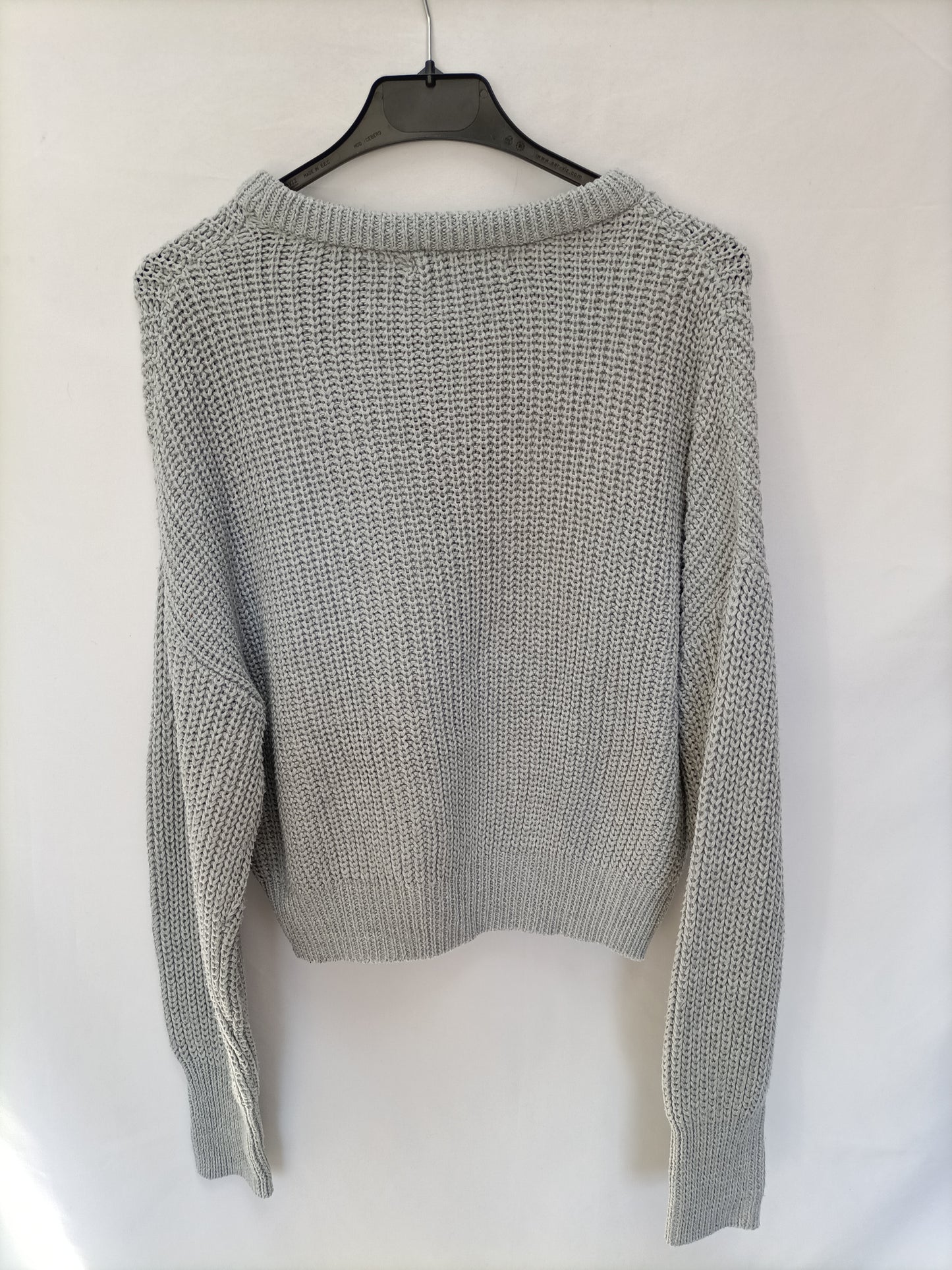 PULL&BEAR. Jersey gris punto T.m