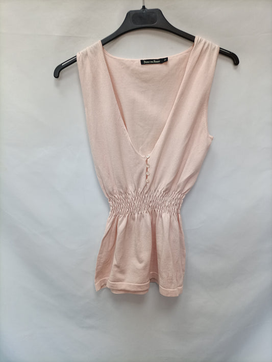 PEDRO DEL HIERRO. Top rosa punta T.s