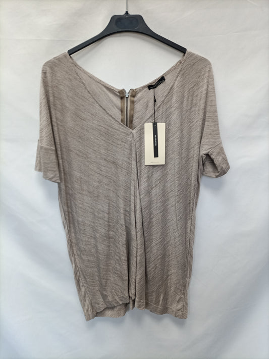 ZARA. Camiseta beige jaspeada T.xs