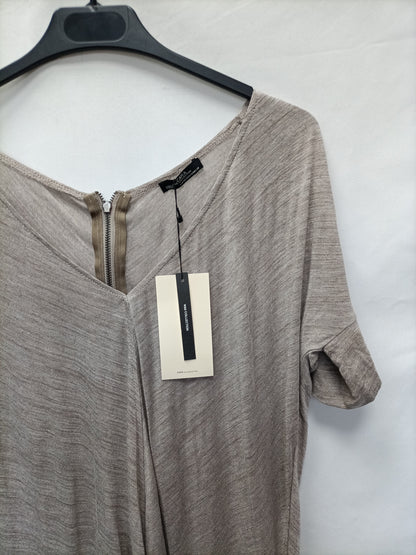 ZARA. Camiseta beige jaspeada T.xs