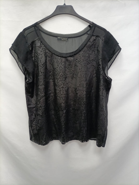 ZARA. Blusa doble textura T.l