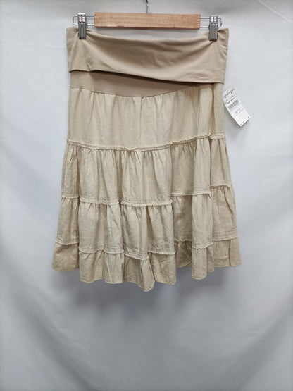 STRADIVARIUS. Falda lino beige T.m