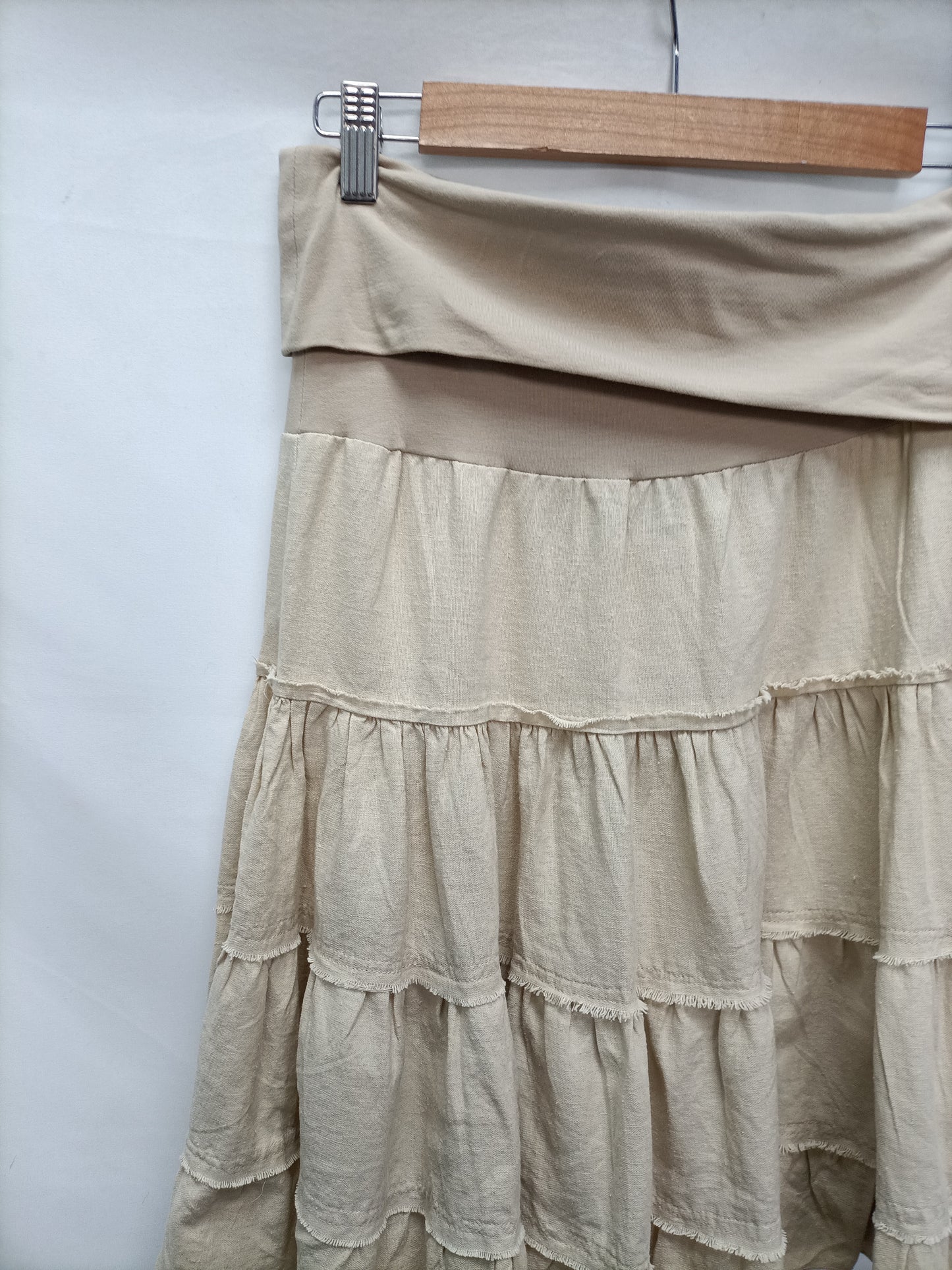 STRADIVARIUS. Falda lino beige T.m