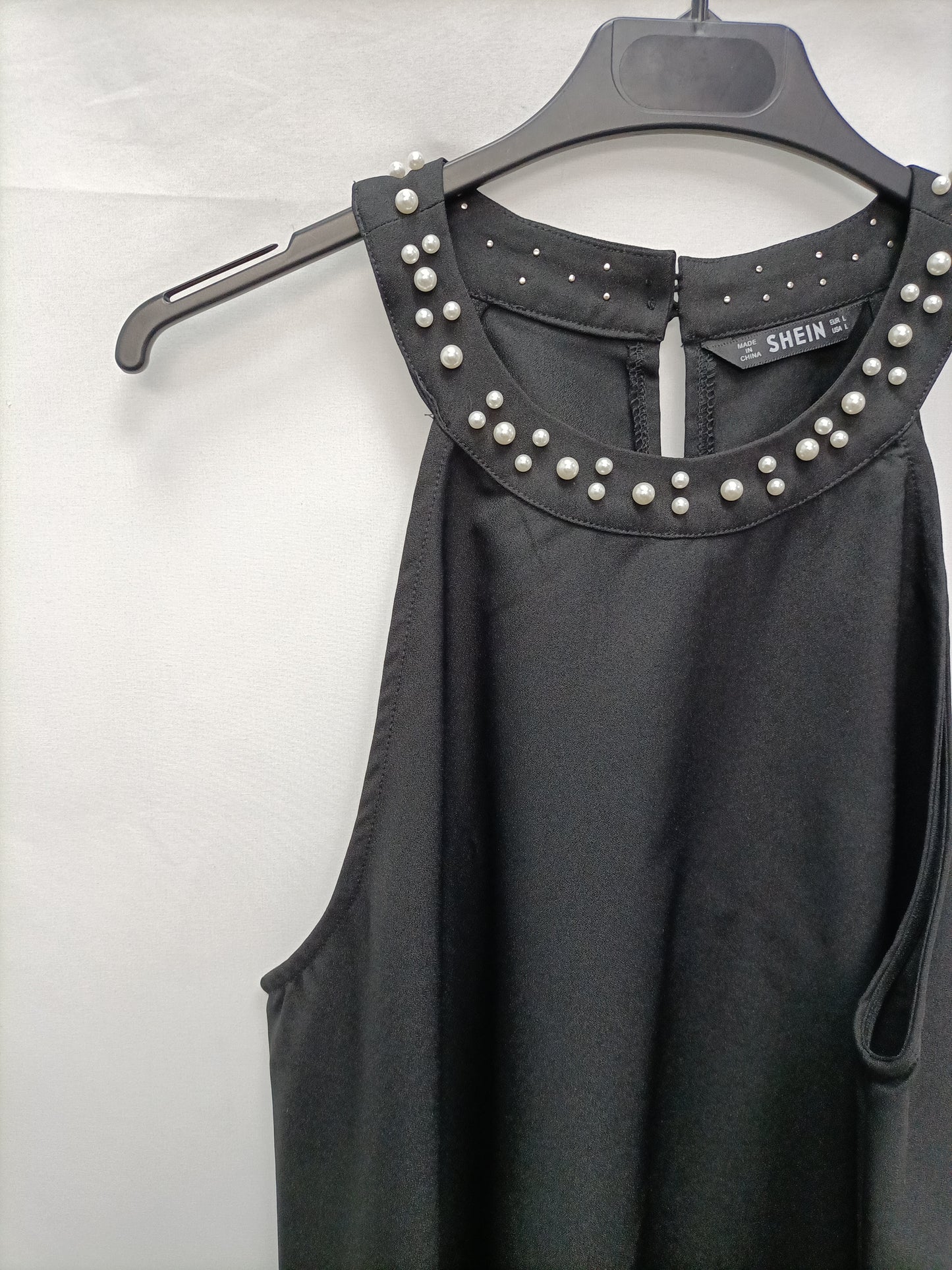 SHEIN. Vestido negro perlas T.l