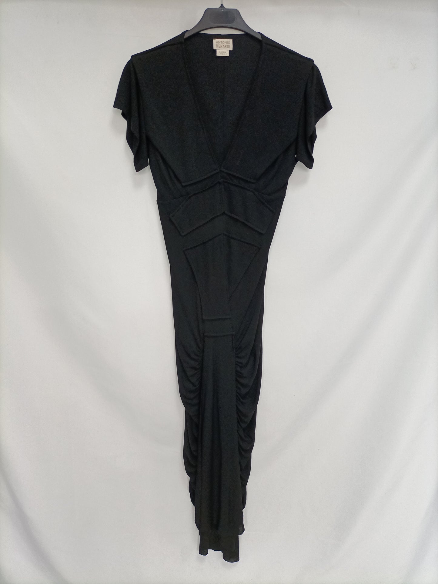 ANTONIO BERARDI. Vestido negro fruncido T.u (xs)