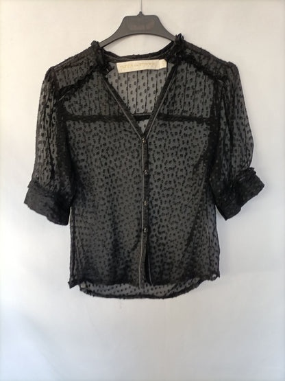 MUNTHE PLUS SIMONSEN. Blusa negra plumeti  T.34