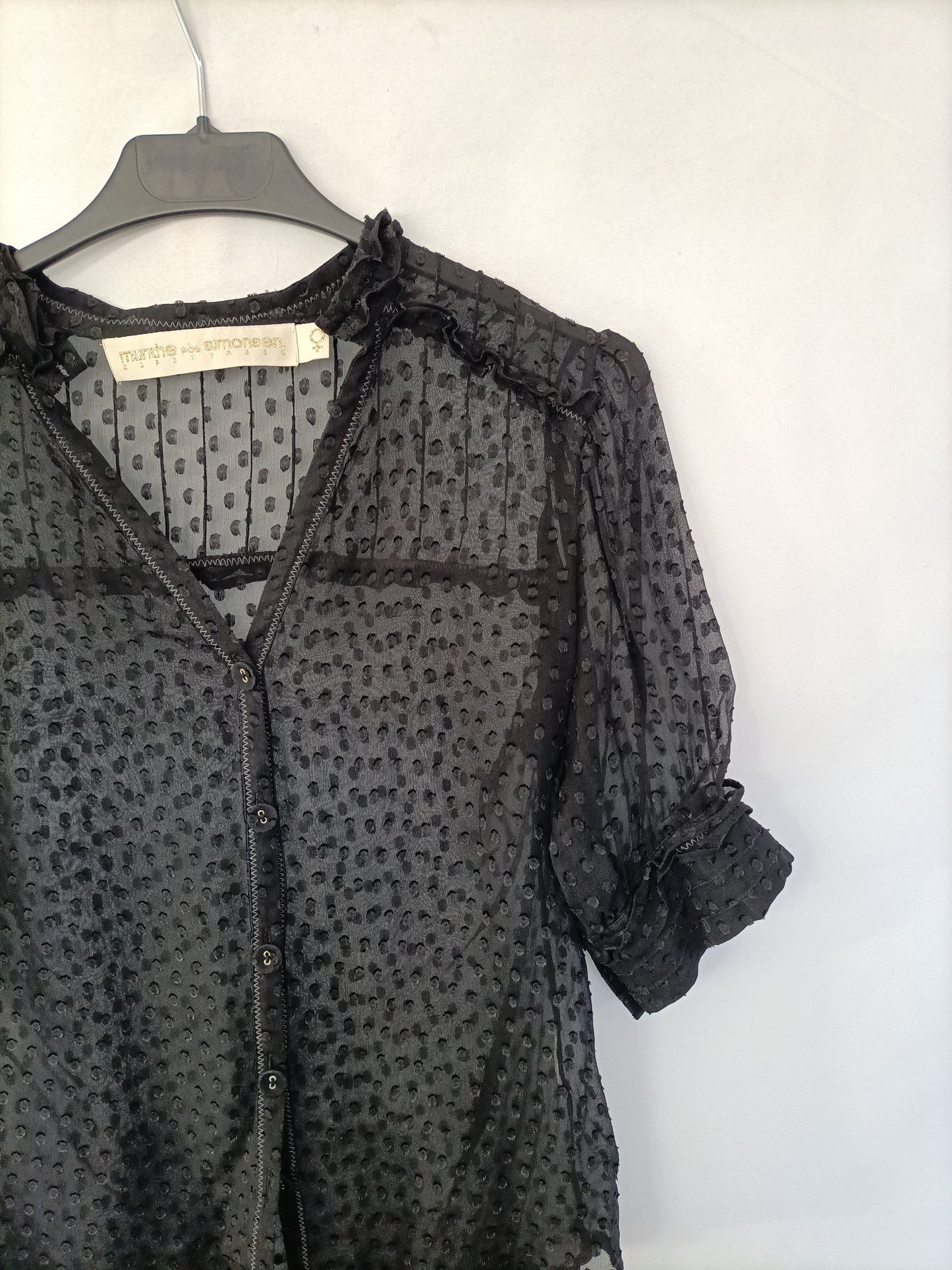 MUNTHE PLUS SIMONSEN. Blusa negra plumeti  T.34